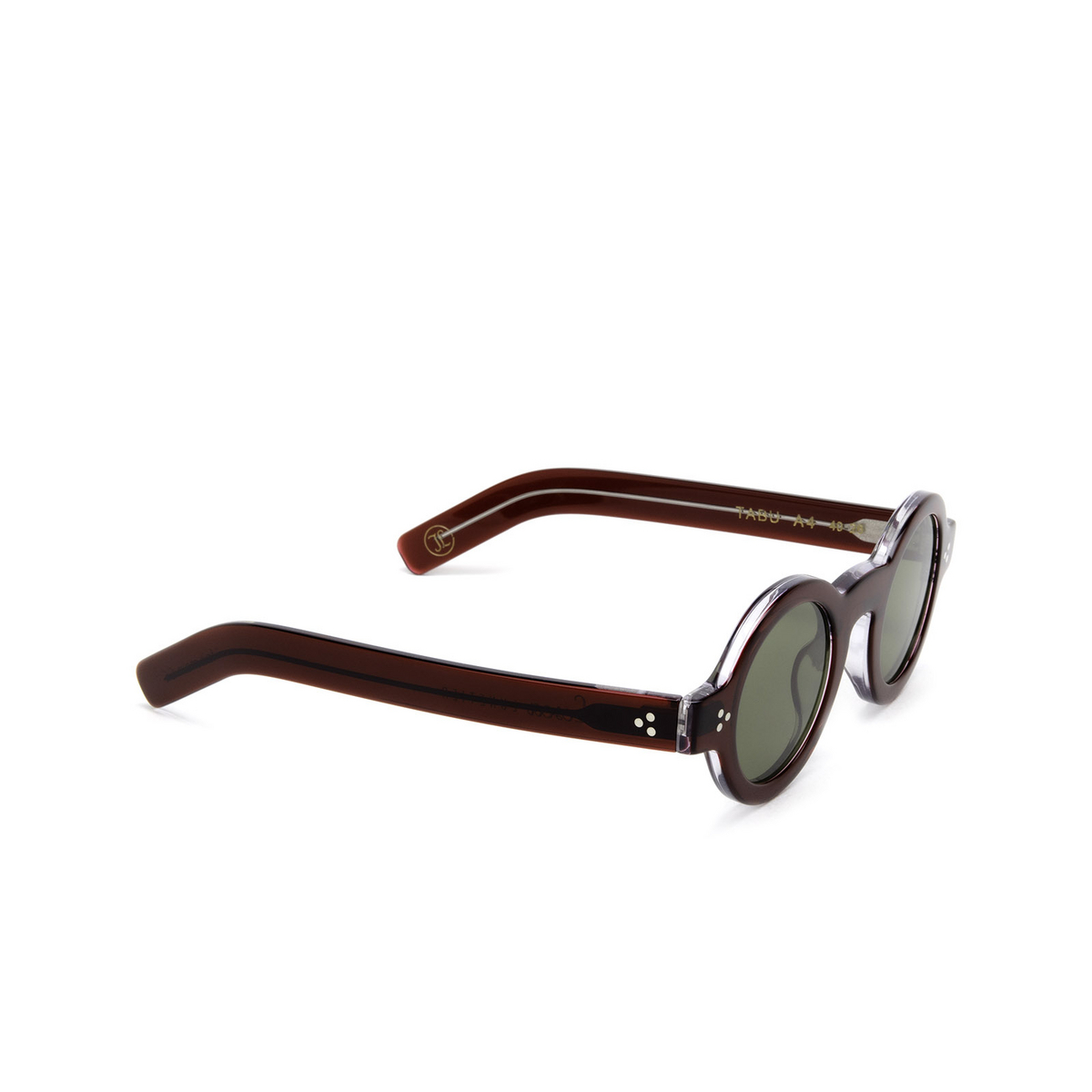 Lesca® Round Sunglasses: Tabu color Red A4 - three-quarters view.