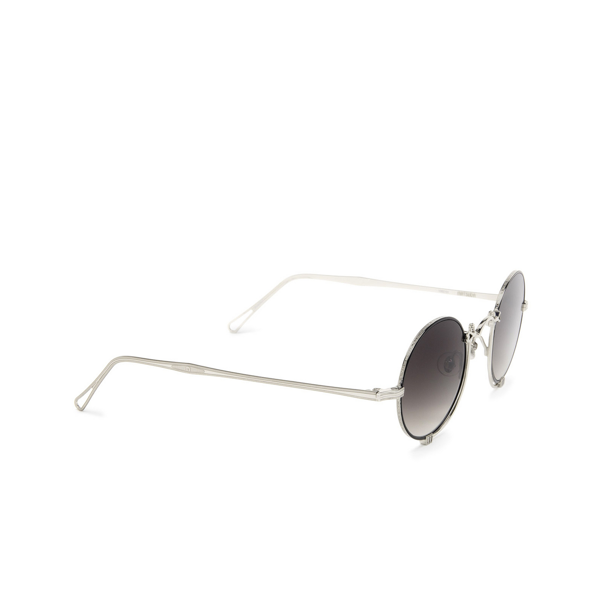 Matsuda® Round Sunglasses: 10601H color Palladium White - Black Pw-blk - three-quarters view.