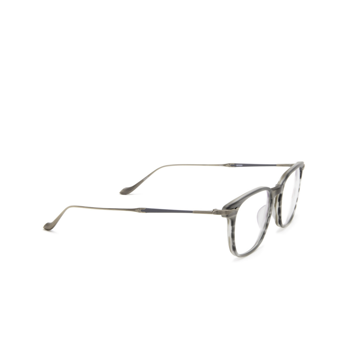 Matsuda M2052 Eyeglasses MGS-AS Matte Grey Stripe - Antique Silver - three-quarters view