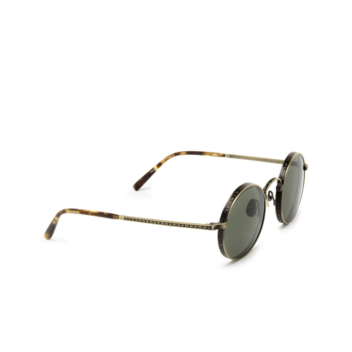 Matsuda M3100 Sunglasses AG-DBR Antique Gold - Dark Brown - three-quarters view