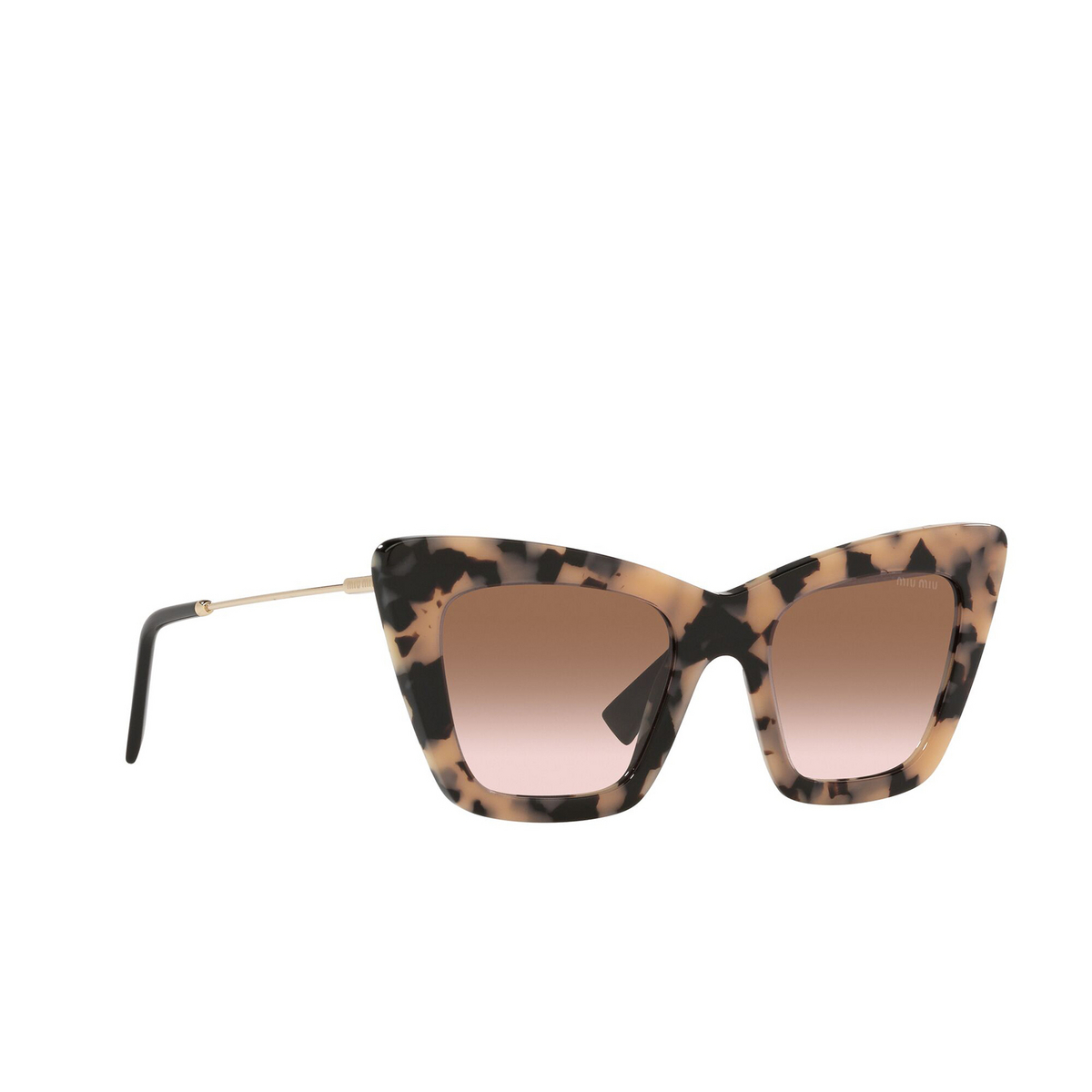 Miu Miu® Cat-eye Sunglasses: MU 01WS color Havana Pink 07D0A6 - three-quarters view.