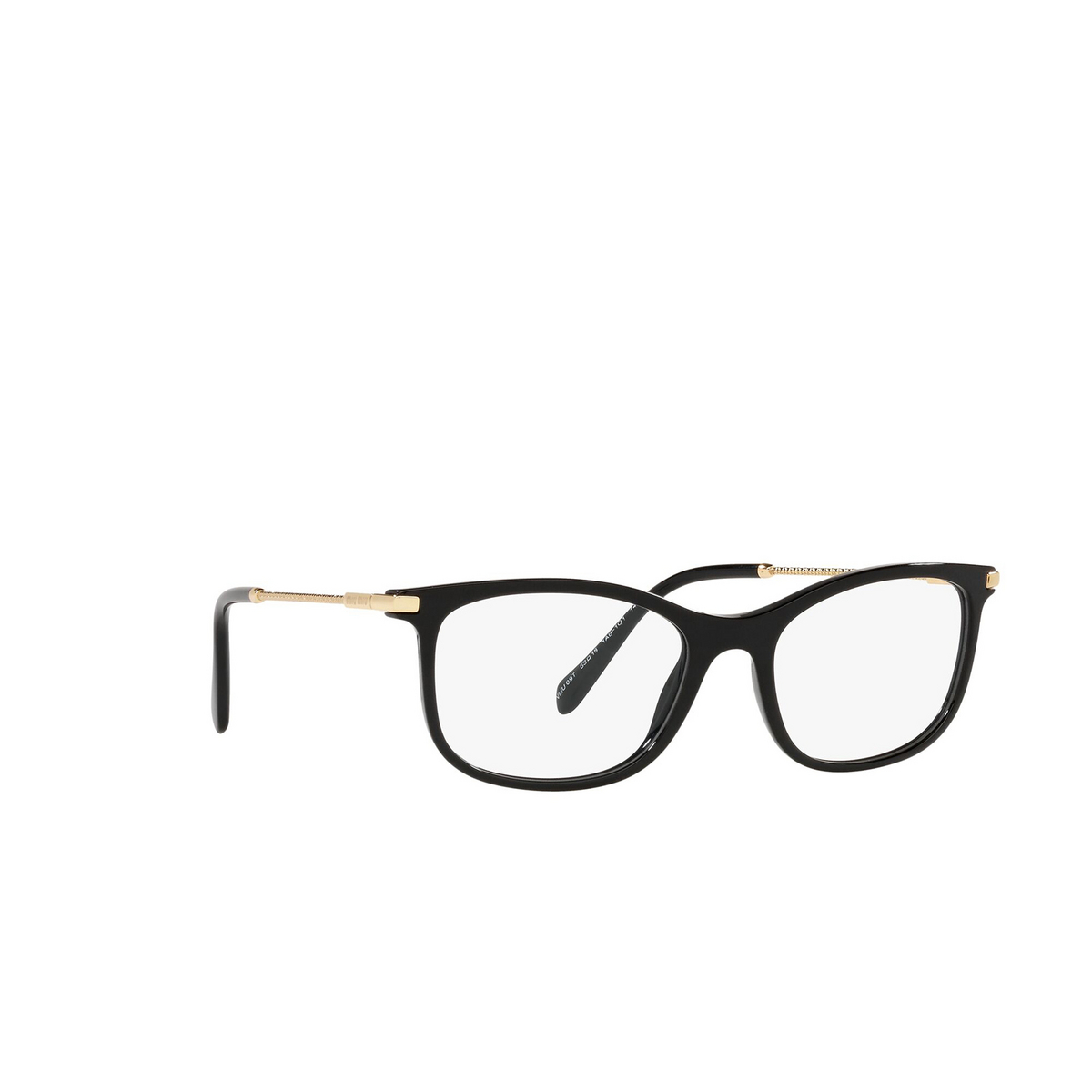 Miu Miu® Rectangle Eyeglasses: MU 09TV color Black 1AB1O1 - three-quarters view.