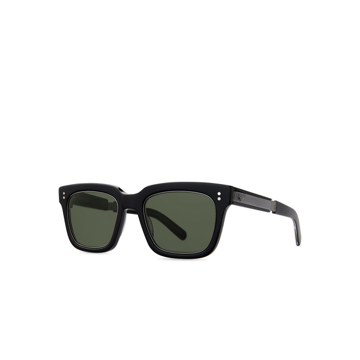 Mr. Leight® Square Sunglasses: Arnie S color Black-gunmetal/g15 BK-GM/G15 - three-quarters view.