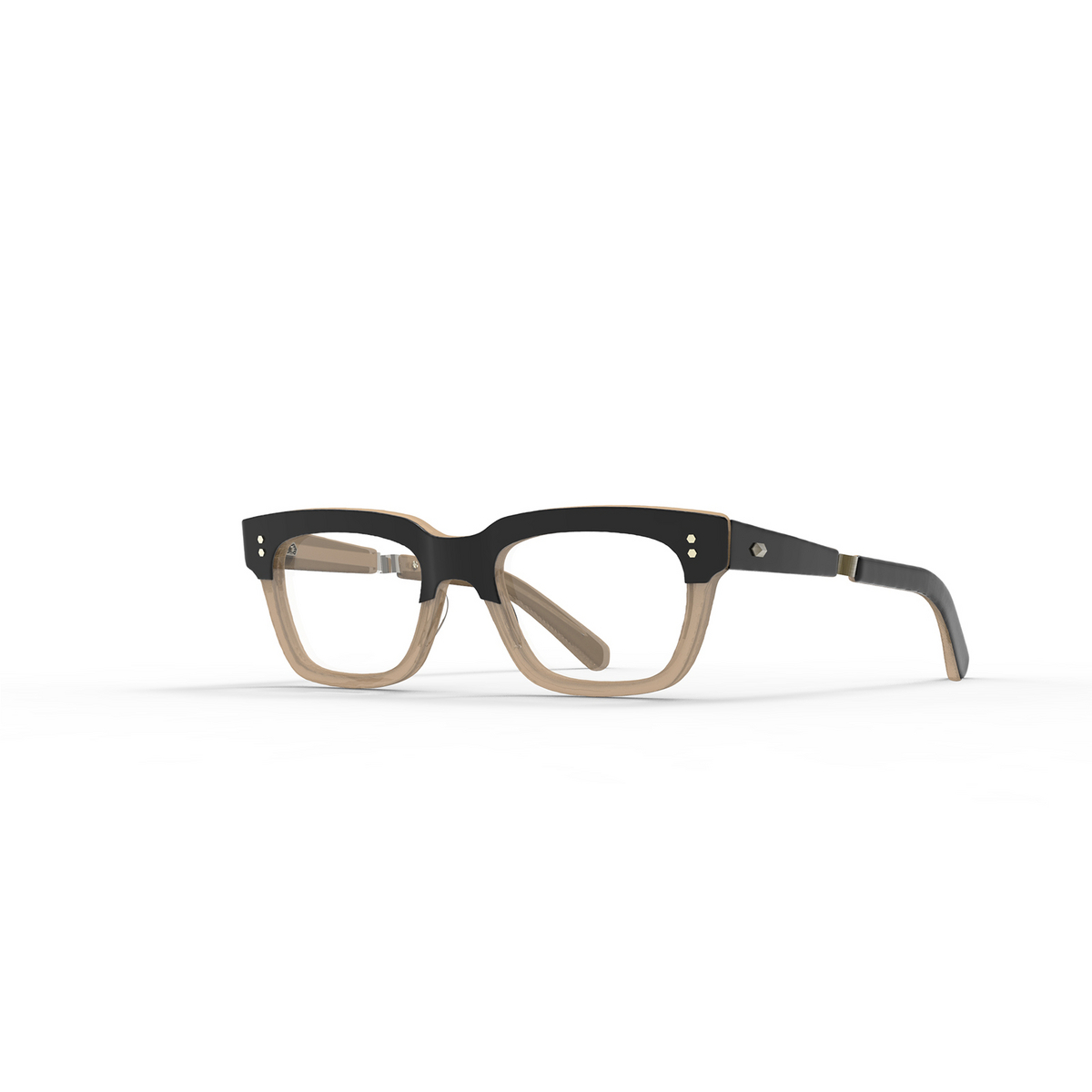 Mr. Leight ASHE C Eyeglasses BKTR-ATG Black Tar-Antique Gold - three-quarters view