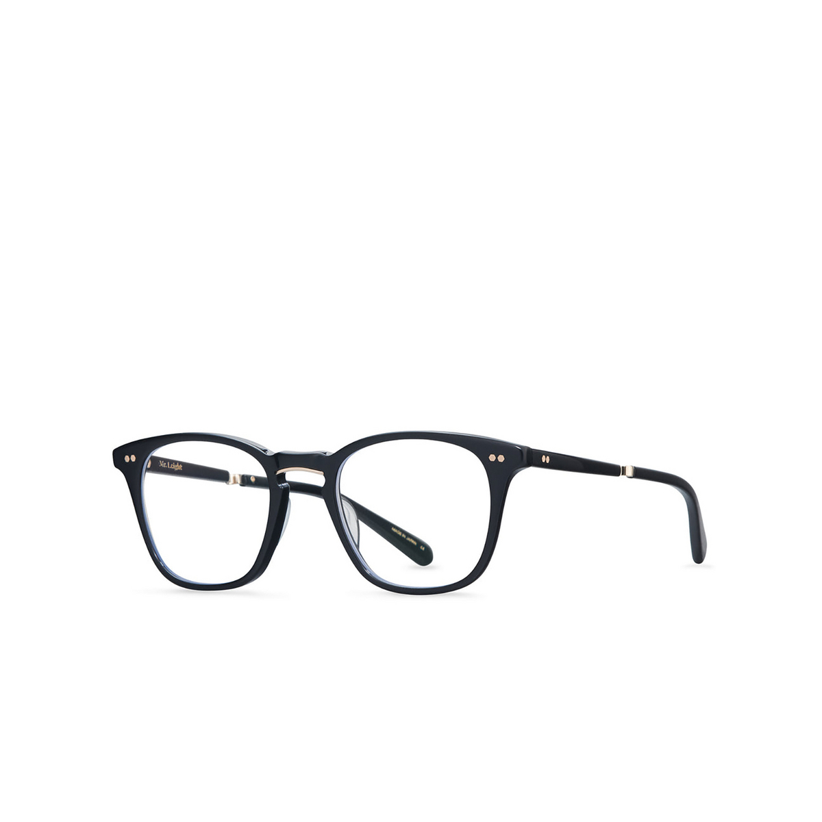Mr. Leight GETTY C Eyeglasses BK-12KG Black-12K White Gold - three-quarters view