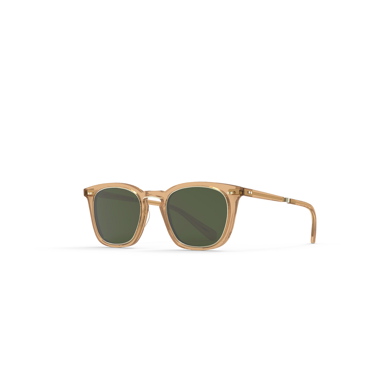 Mr. Leight® Square Sunglasses: Getty Ii S color Matte Topaz-matte White Gold/green MTOP-12KMWG/GRN - three-quarters view.