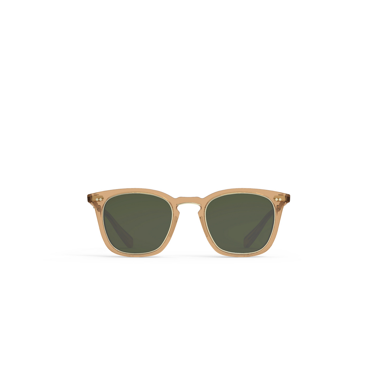 Mr. Leight® Square Sunglasses: Getty Ii S color Matte Topaz-matte White Gold/green MTOP-12KMWG/GRN - front view.