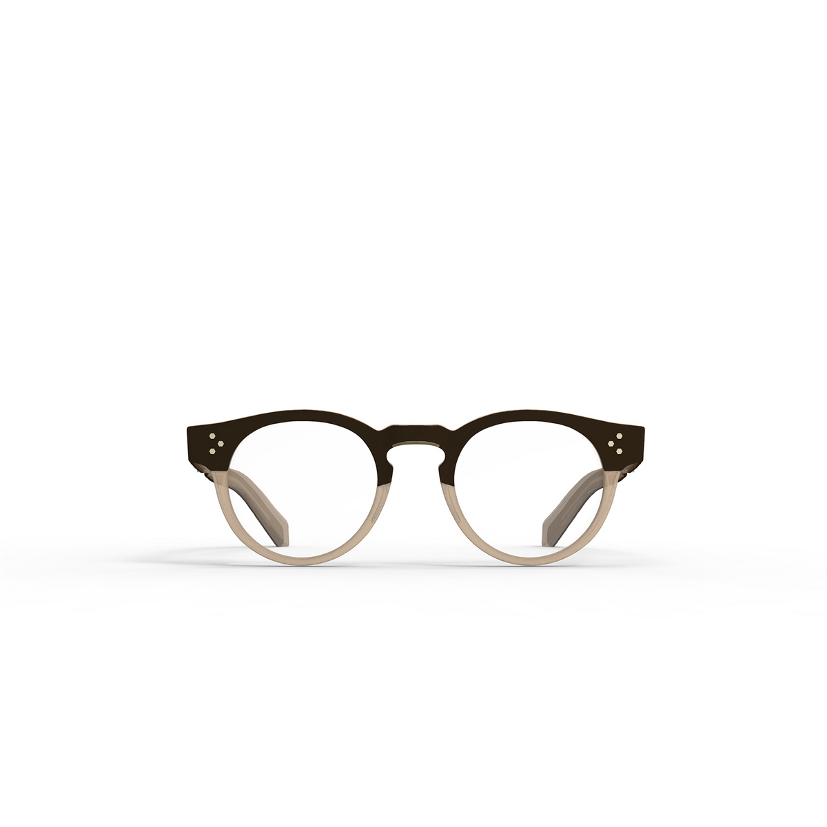 Mr. Leight® Round Eyeglasses: Kennedy C color Black Tar-antique Gold Bktr-atg - front view.