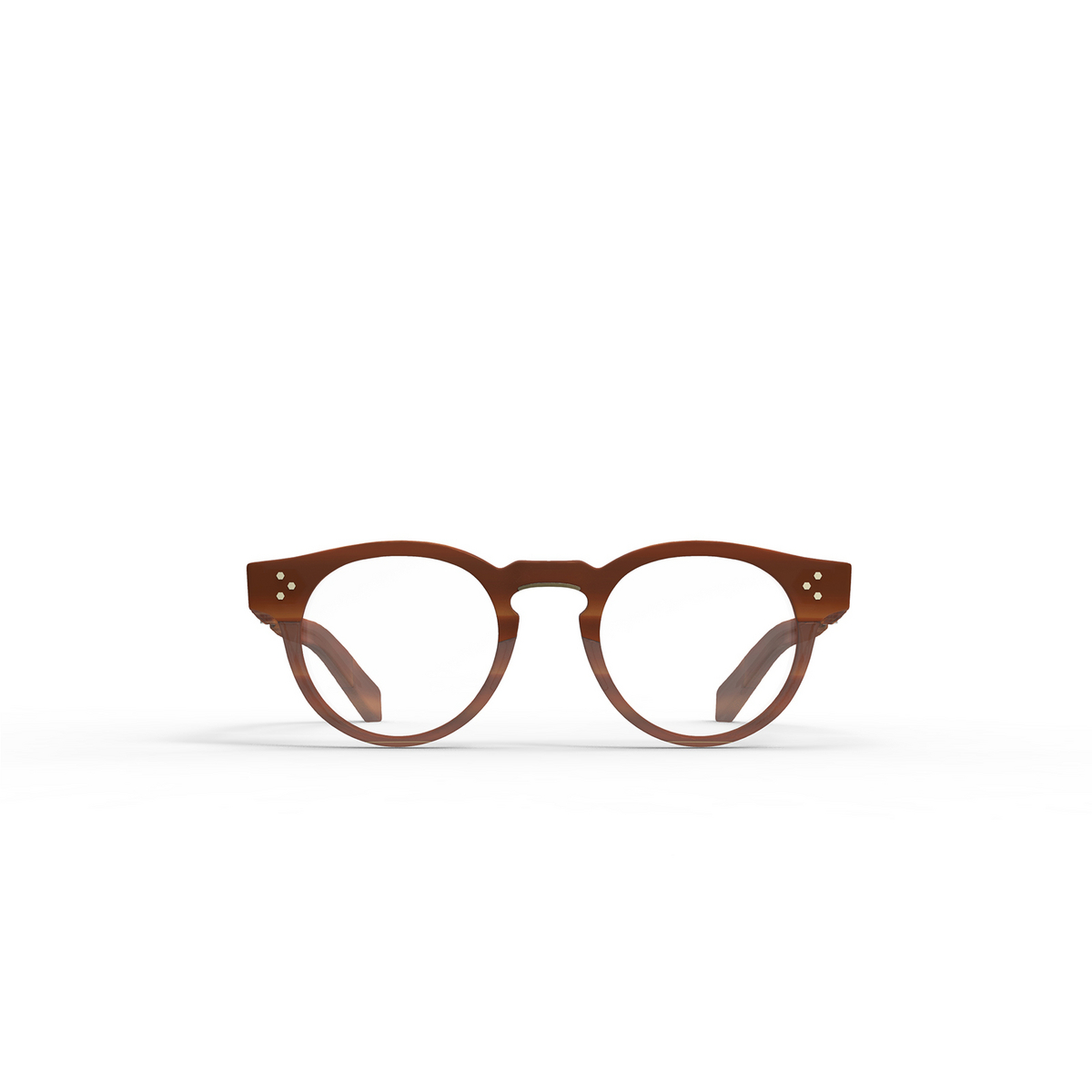 Mr. Leight® Round Eyeglasses: Kennedy C color Beachwood-antique Gold Bw-atg - front view.