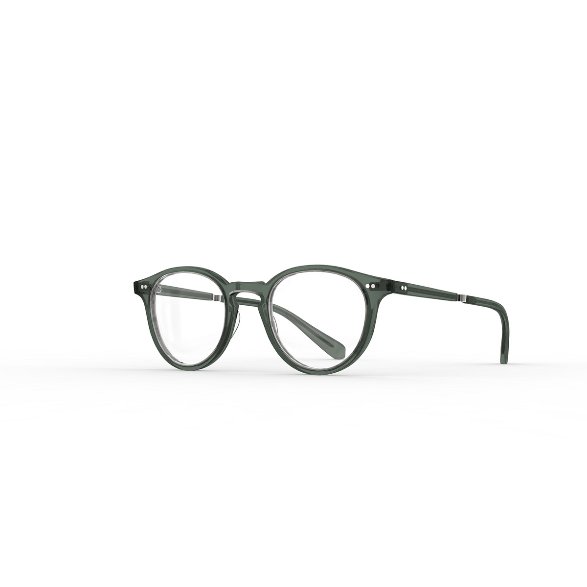 Mr. Leight® Round Eyeglasses: Marmont Ii C color Grey Sage-pewter Grys-pw - three-quarters view.