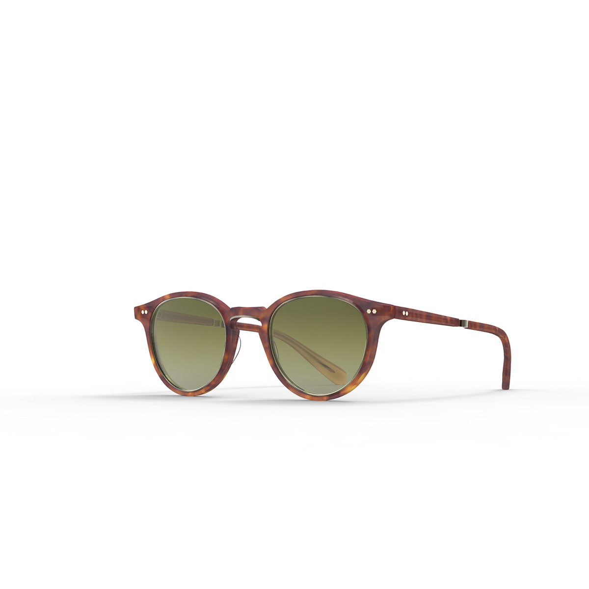 Mr. Leight® Round Sunglasses: Marmont Ii S color Cacao Tortoise-antique Gold/elm Cact-atg/elm - three-quarters view.