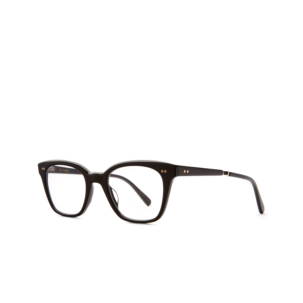 Mr. Leight MORGAN C Eyeglasses BK-12KG Black-12K White Gold - three-quarters view