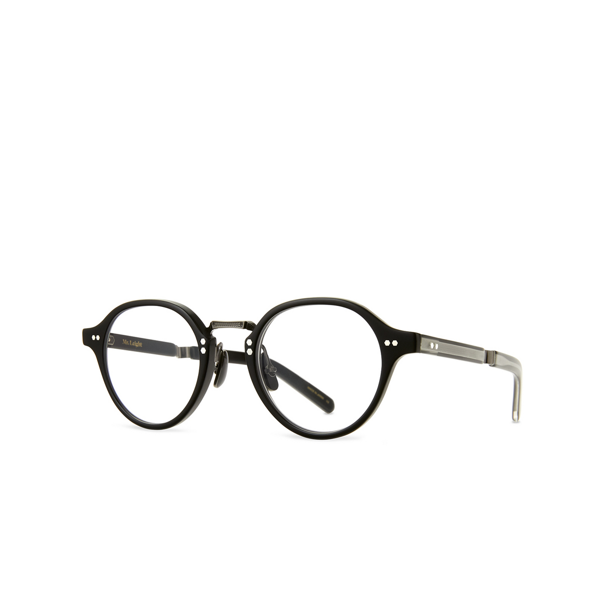 Mr. Leight SPIKE C Eyeglasses MBK-PW-MBK Matte Black-Pewter-Matte Black - three-quarters view