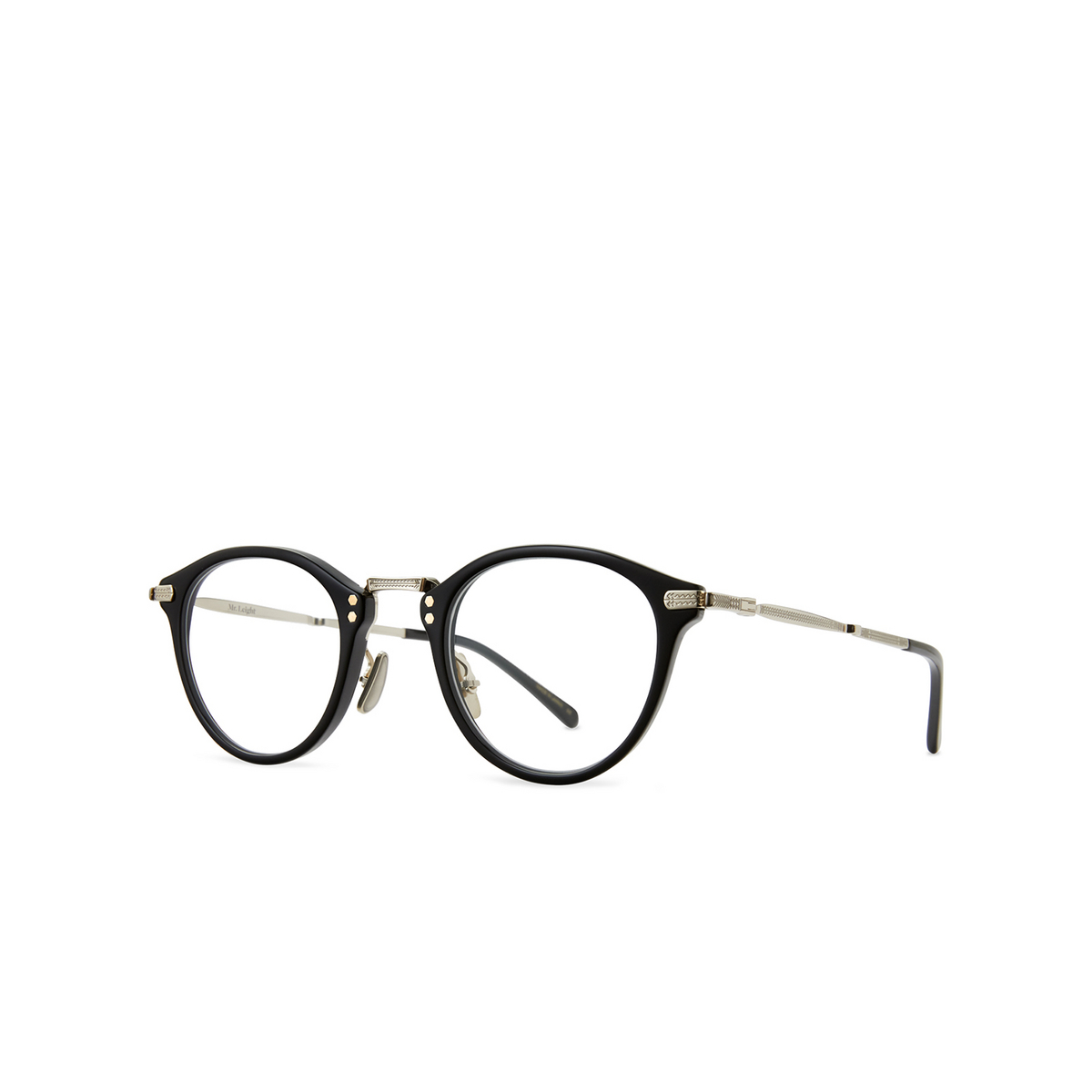 Mr. Leight STANLEY C Eyeglasses BK-PW-BK Black-Pewter-Black - three-quarters view