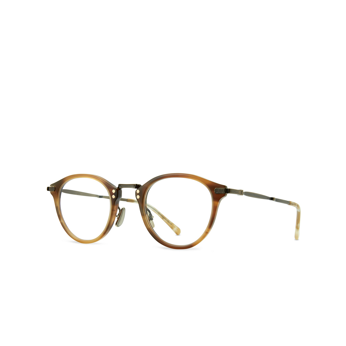 Mr. Leight STANLEY C Eyeglasses BW-ATG-SPH Beachwood-Antique Gold-Spotted Honey - three-quarters view