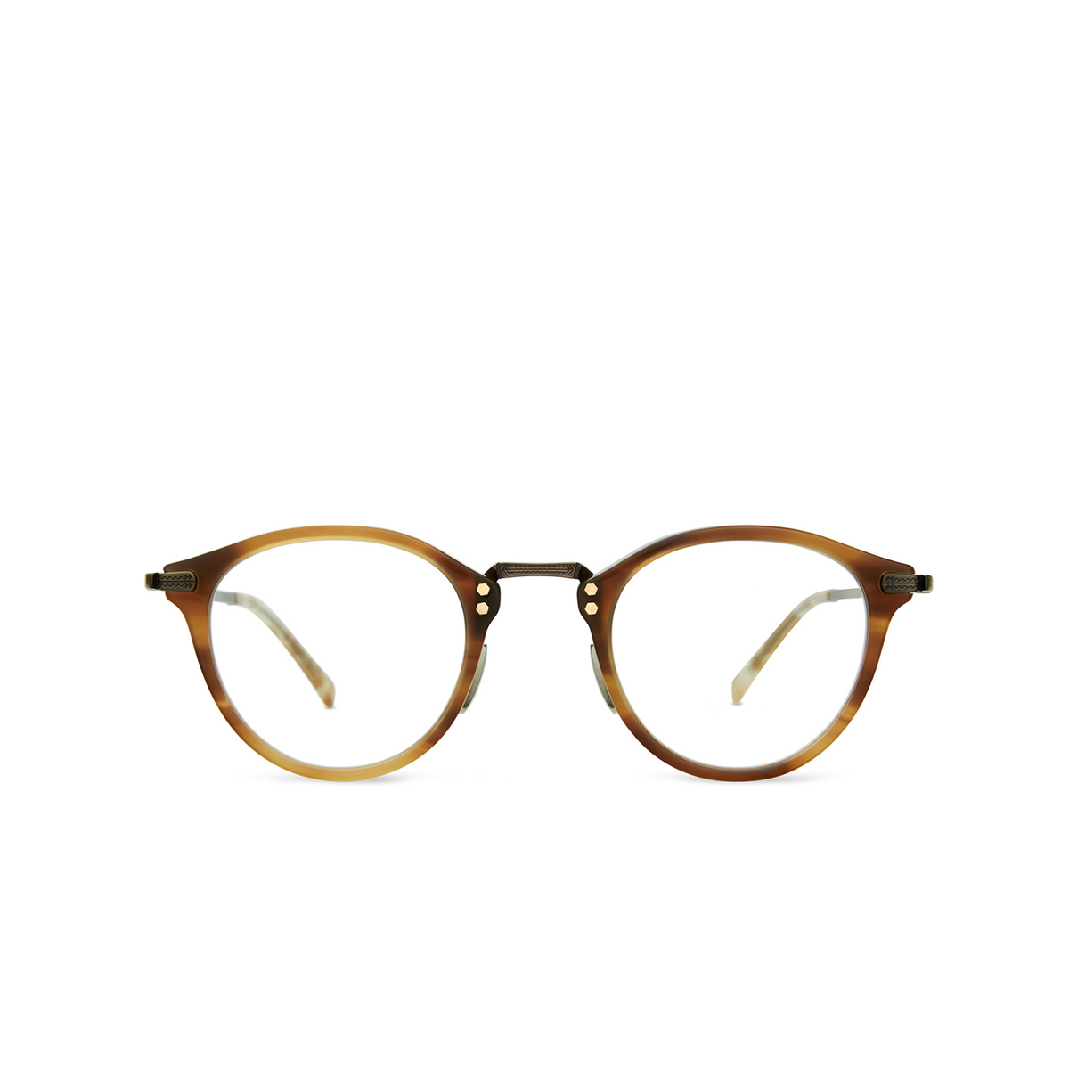 Mr. Leight STANLEY C Eyeglasses BW-ATG-SPH Beachwood-Antique Gold-Spotted Honey - front view