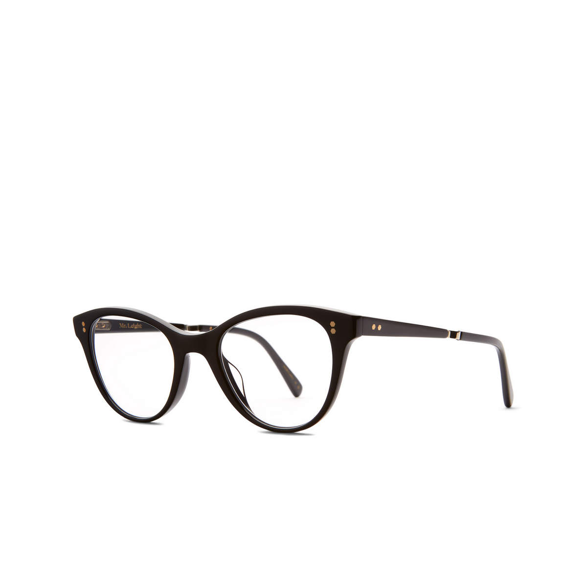 Mr. Leight TAYLOR C Eyeglasses BK-12KG Black-12K White Gold - three-quarters view