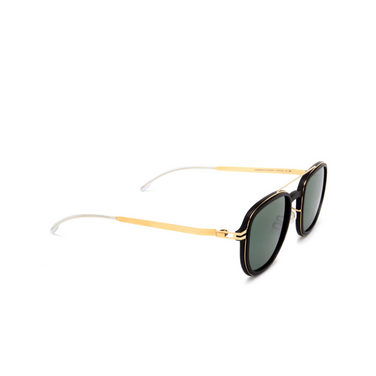 Mykita ALDER Sunglasses 585 mh7 pitch black/glossy gold - three-quarters view