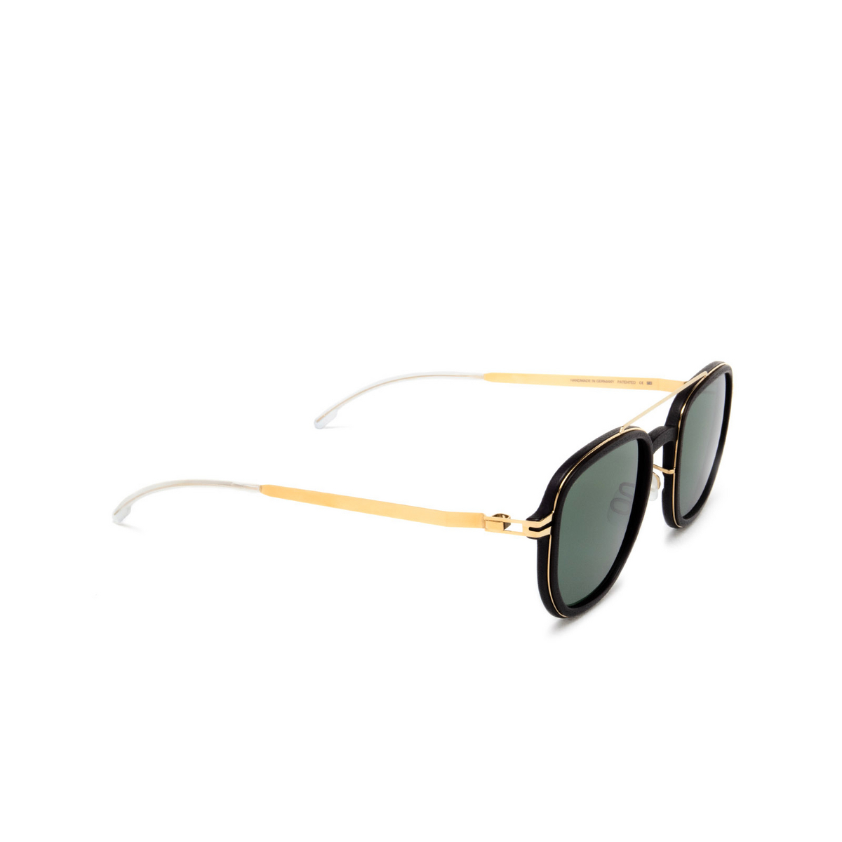 Mykita ALDER SUN Sunglasses 585 MH7 Pitch Black/Glossy Gold - three-quarters view