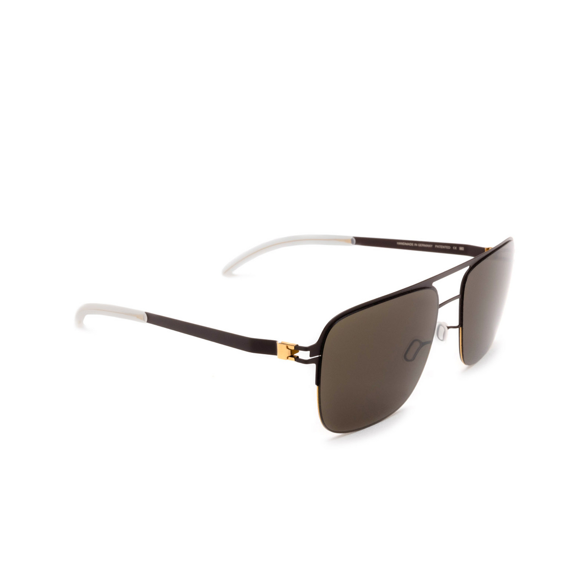 Mykita® Square Sunglasses: Colby color 122 Gold/dark Brown - three-quarters view