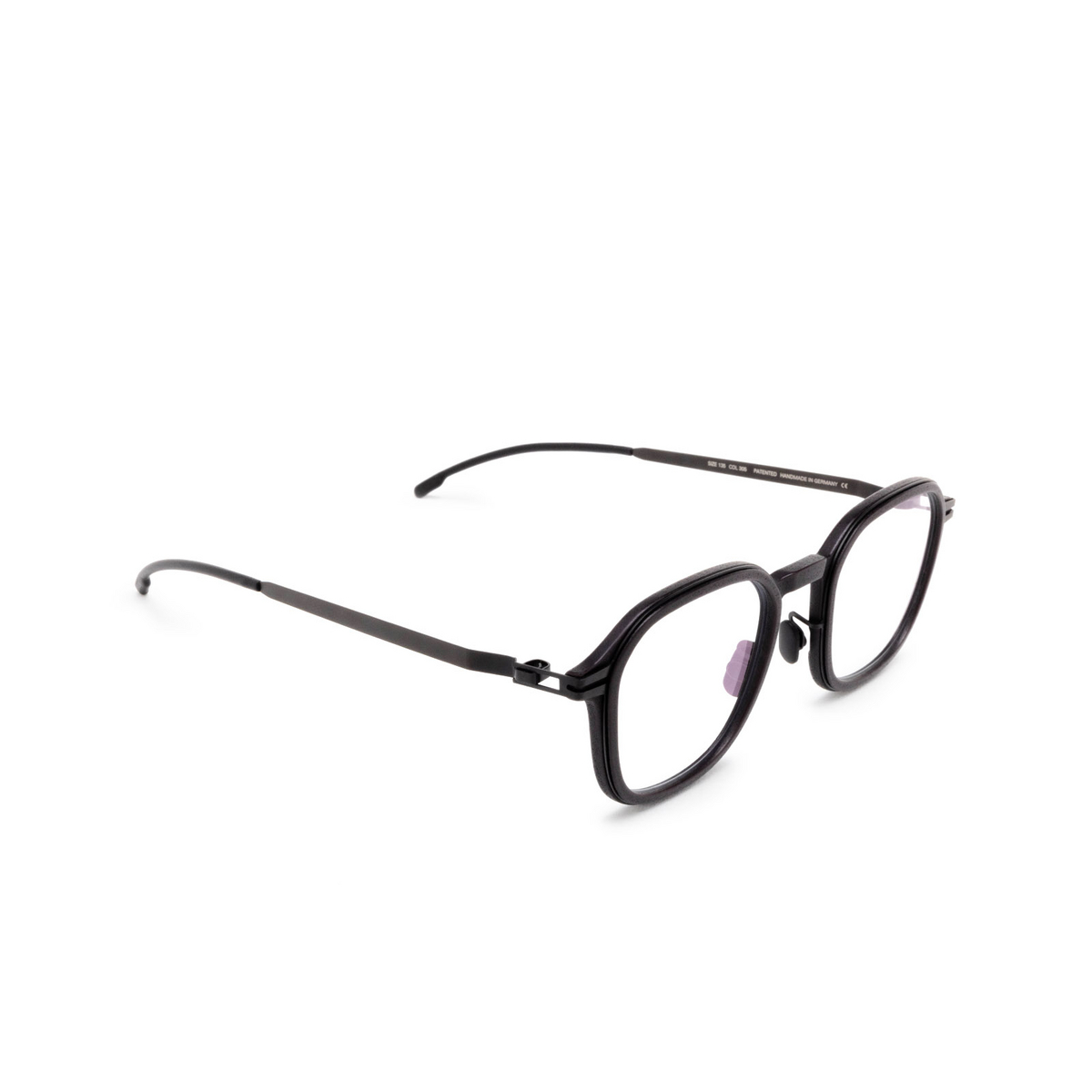 Mykita® Square Eyeglasses: Fir Optic color 305 Mh6 Pitch Black/black - three-quarters view