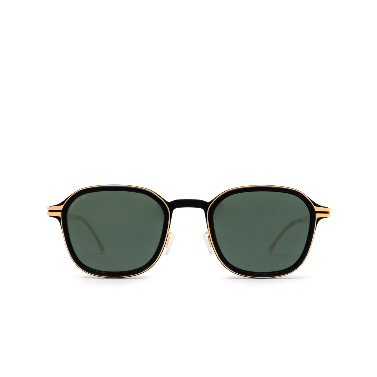 Mykita® Square Sunglasses: Fir color 306 Mh7 Pitch Black/glossy Gold - front view