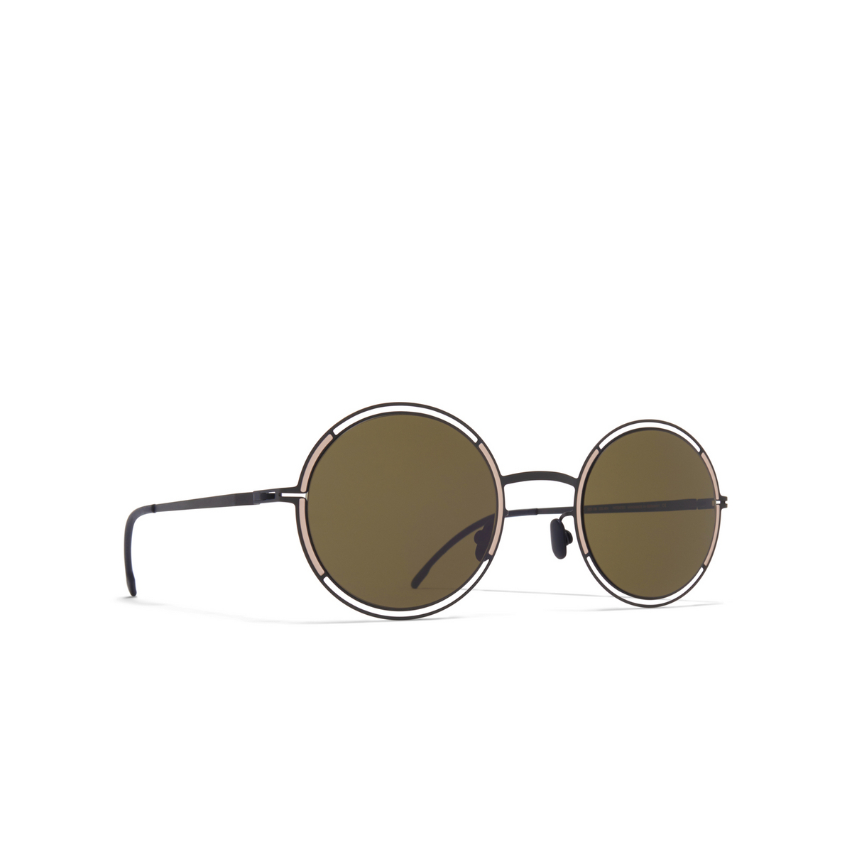 Mykita® Round Sunglasses: Giselle color 404 Black/sand - three-quarters view