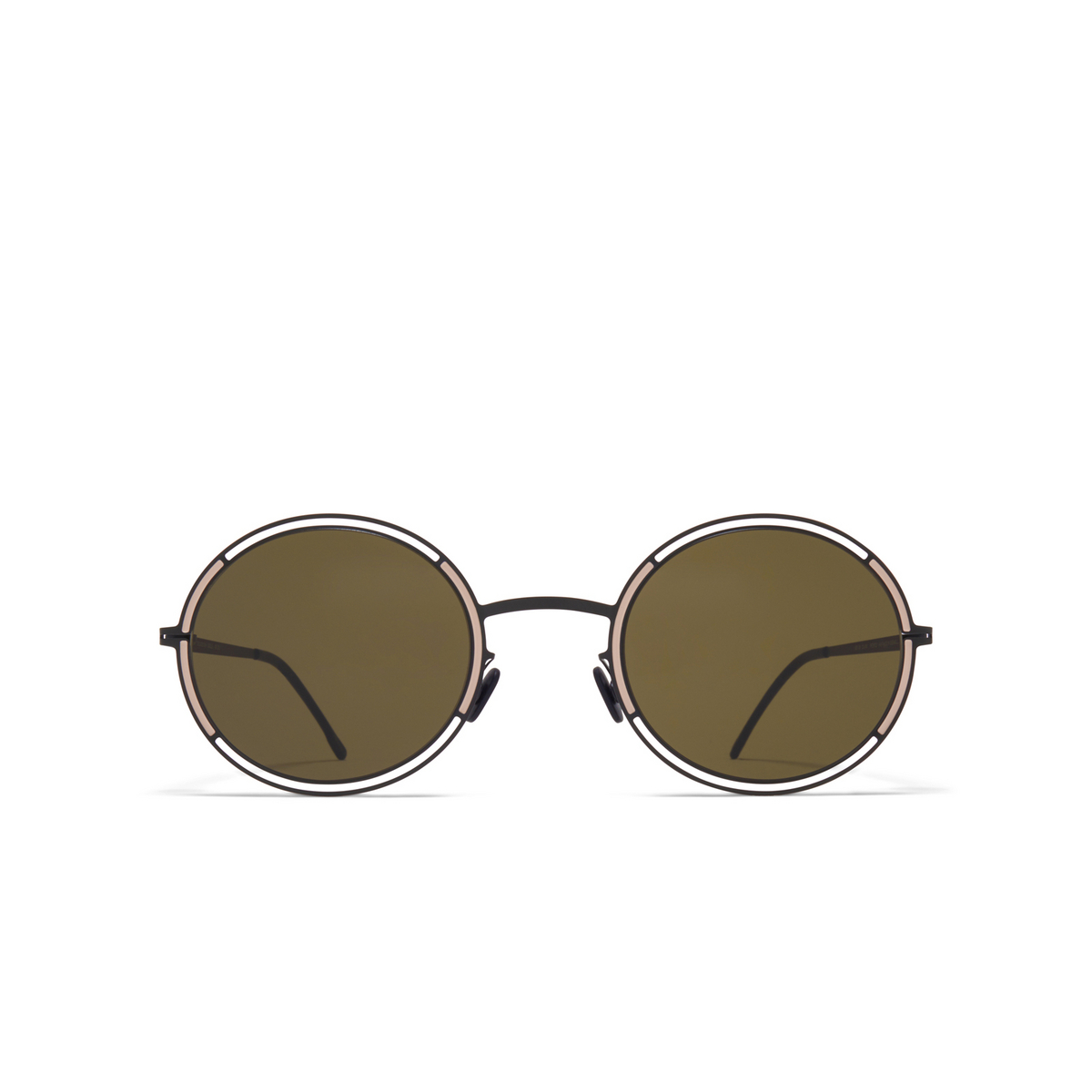 Mykita® Round Sunglasses: Giselle color 404 Black/sand - front view