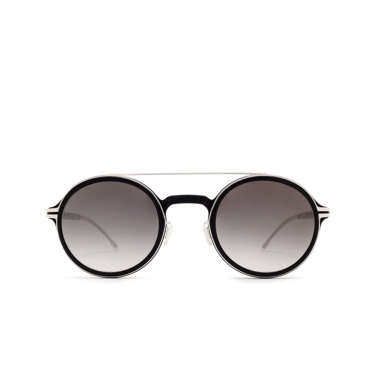 Mykita® Round Sunglasses: Hemlock color 351 Mh22-pitch Black/shine Silver - front view