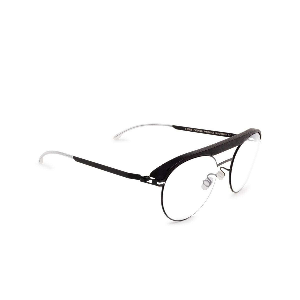 Mykita® Round Eyeglasses: ML01 color 305 Mh6 Pitch Black/black - three-quarters view