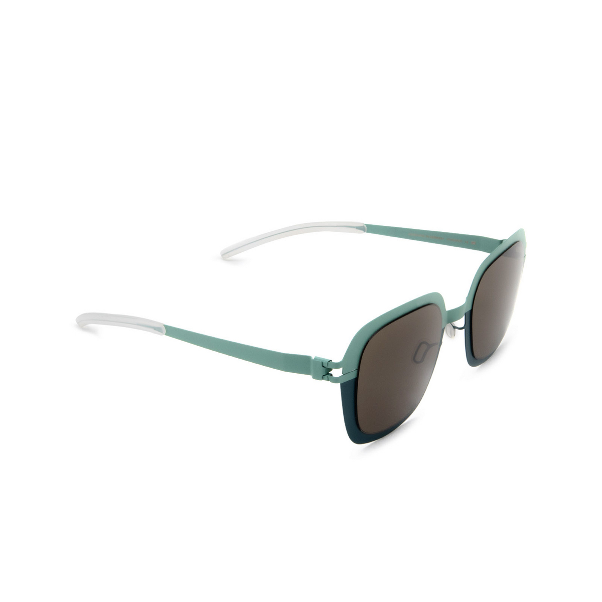 Mykita® Square Sunglasses: Paloma color 605 Green/lagoon Green - three-quarters view