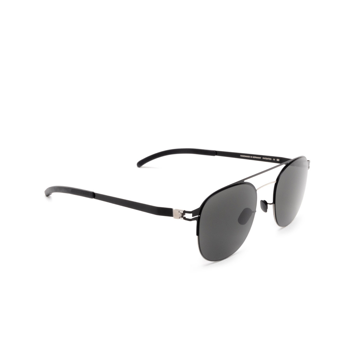 Mykita® Square Sunglasses: Park color 517 Matte Silver/jet Black - three-quarters view