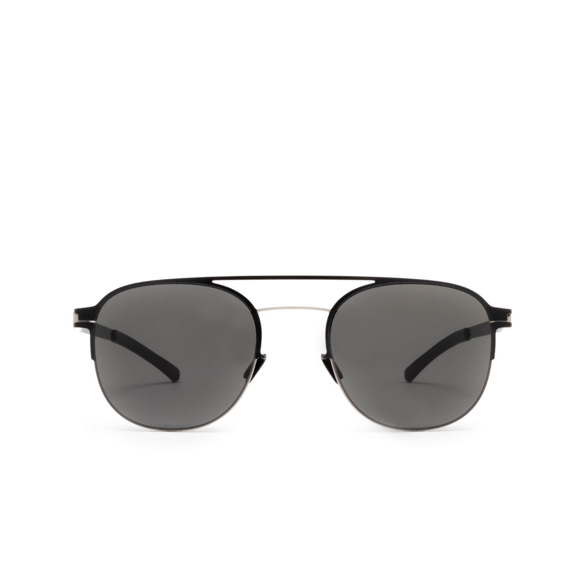 Mykita® Square Sunglasses: Park color 517 Matte Silver/jet Black - front view