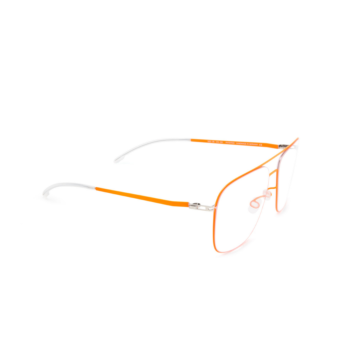 Mykita STEEN Eyeglasses 330 Silver/Neon Orange - three-quarters view