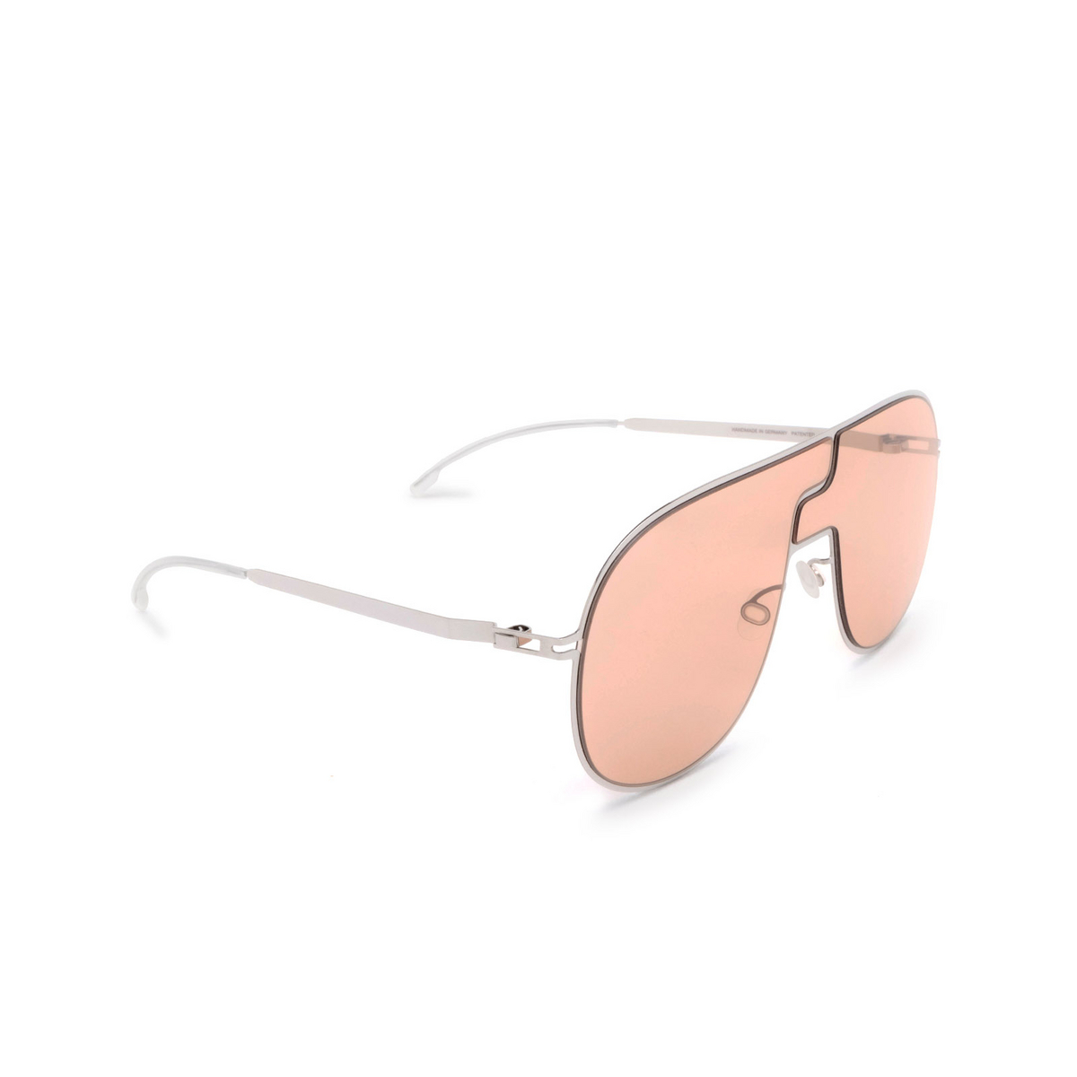 Mykita® Aviator Sunglasses: STUDIO12.1 color 051 Shiny Silver - three-quarters view
