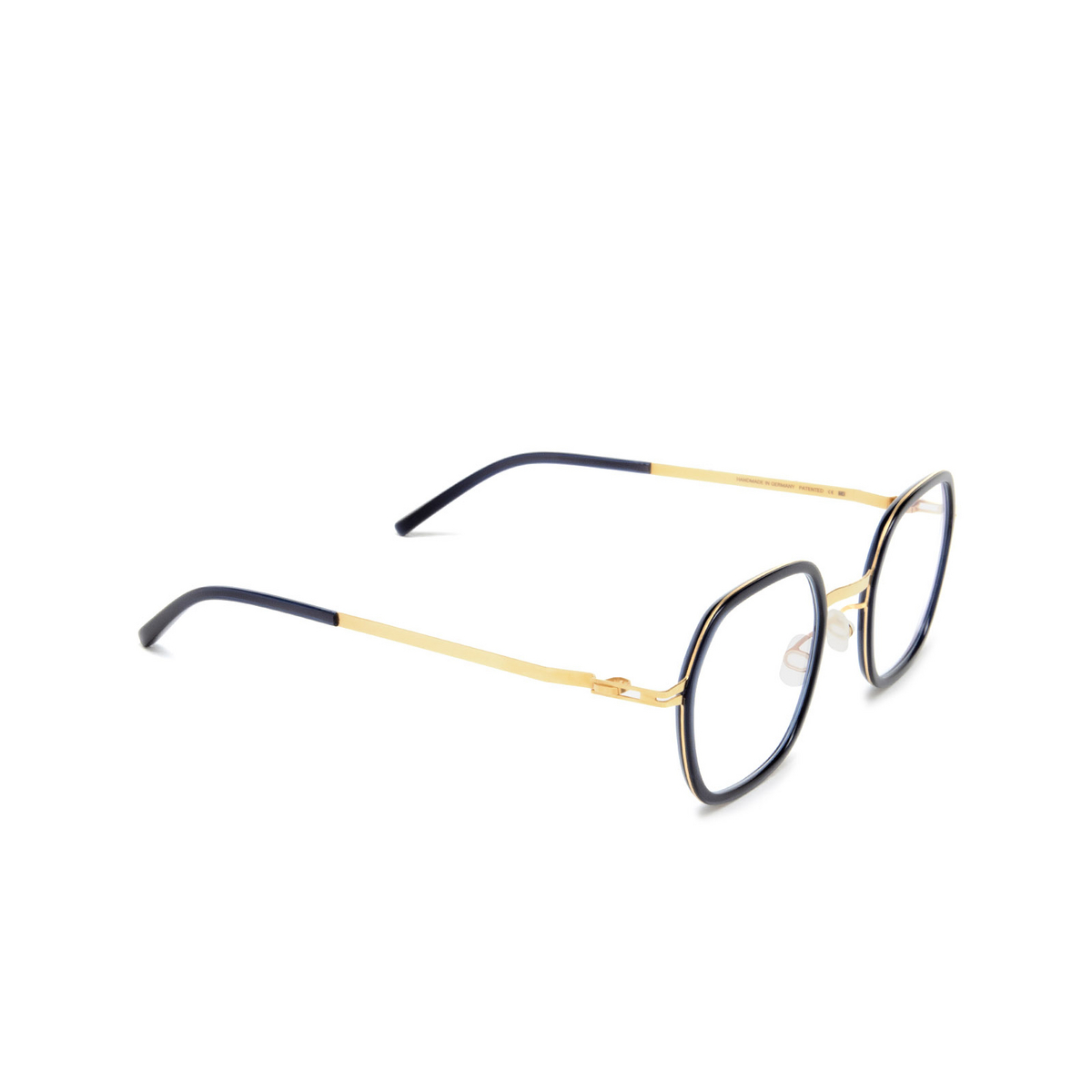 Mykita VEN Eyeglasses 768 A76-Glossy Gold/Milky Indigo - three-quarters view