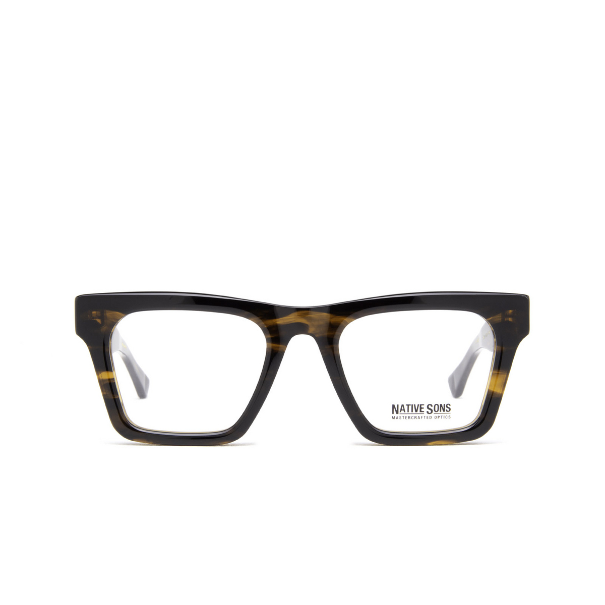 Native Sons® Square Eyeglasses: Boris color Gasoline - front view