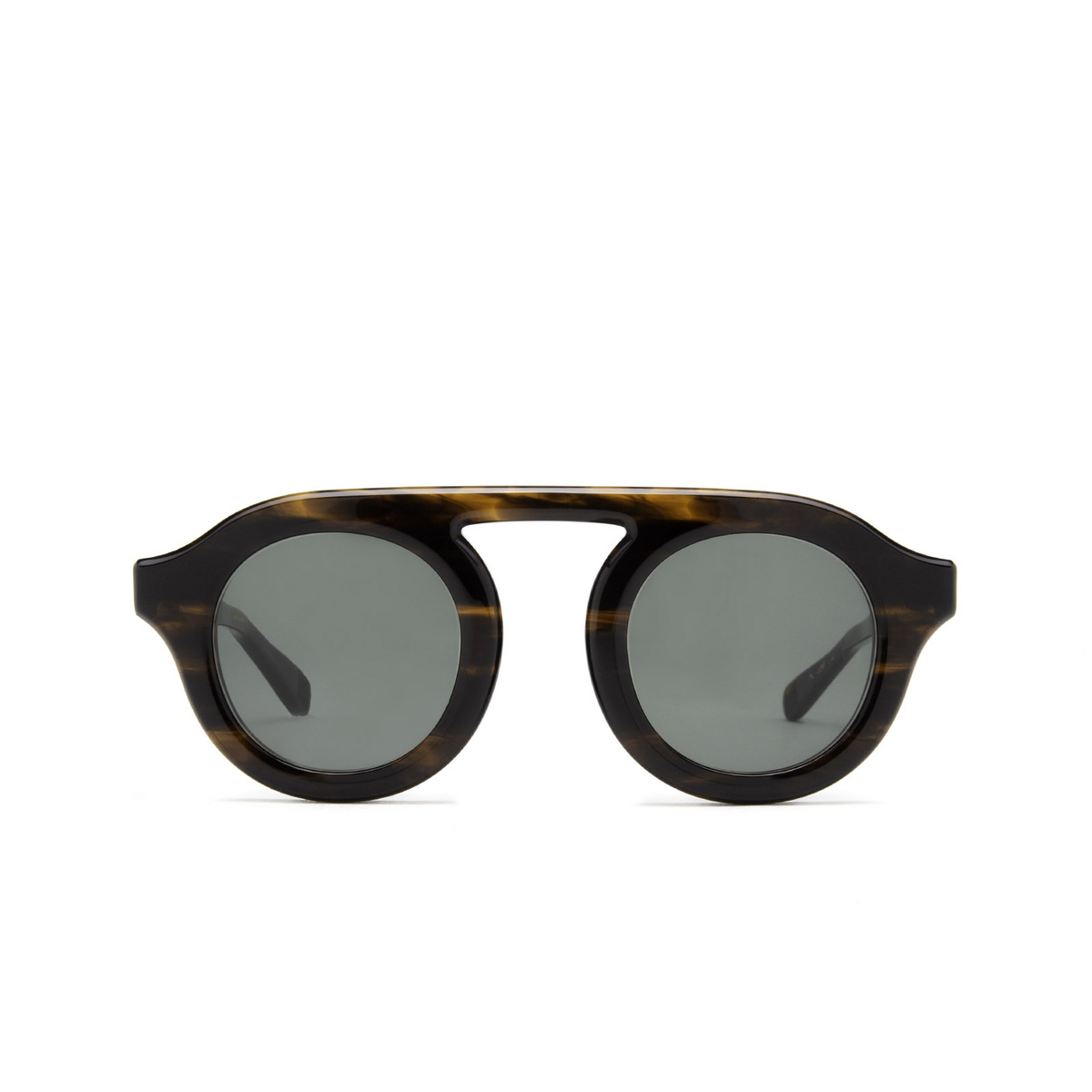Native Sons® Round Sunglasses: Oppenheim color Gasoline - front view.