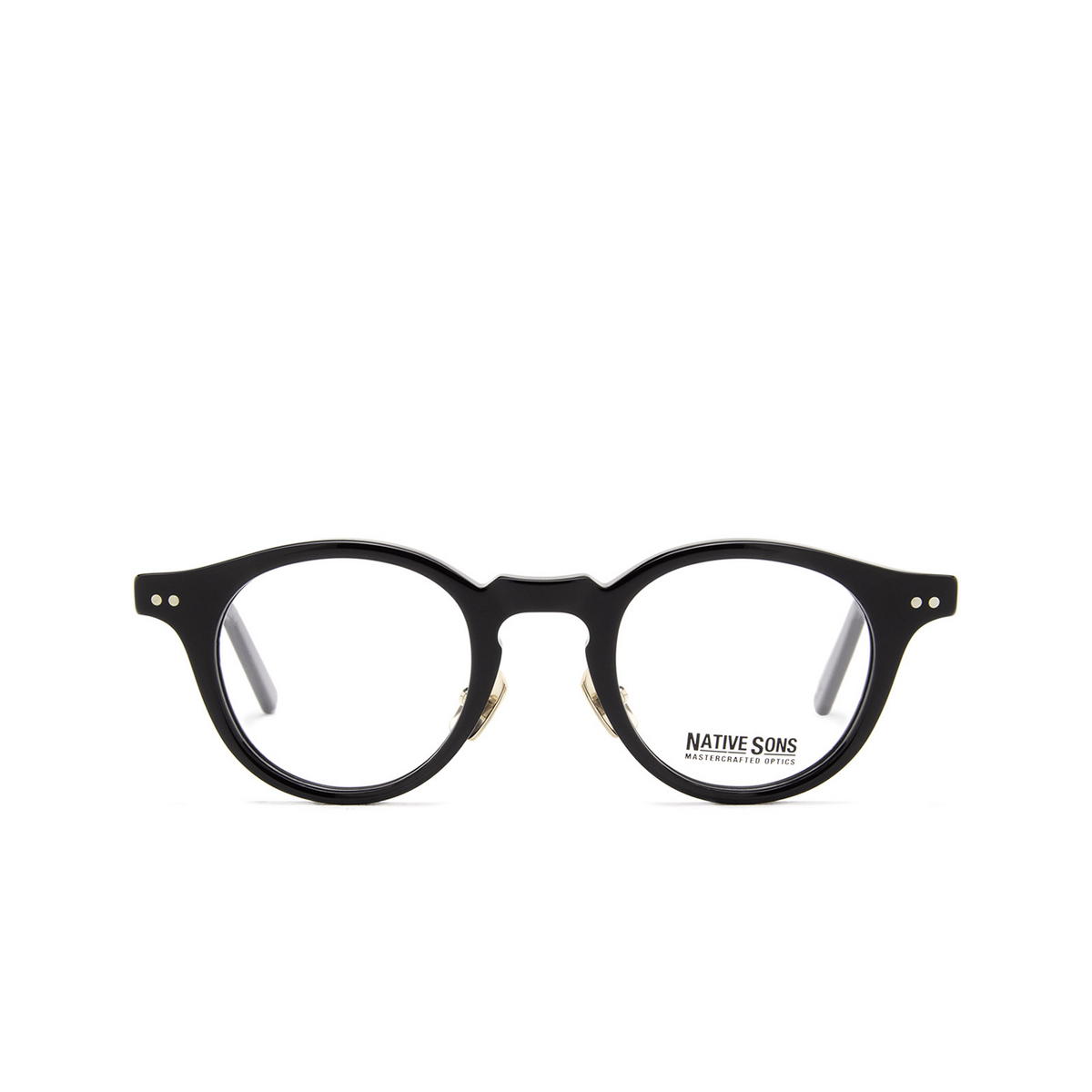 Native Sons® Round Eyeglasses: Sextant color Black - front view.