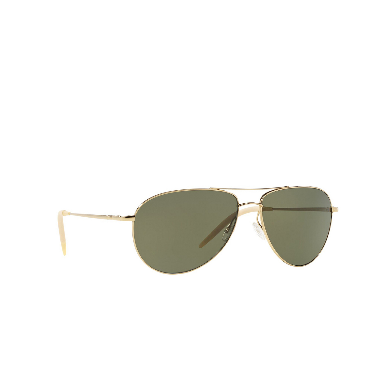 Oliver Peoples® Aviator Sunglasses: Benedict OV1002S color Gold 5035P1 - three-quarters view.