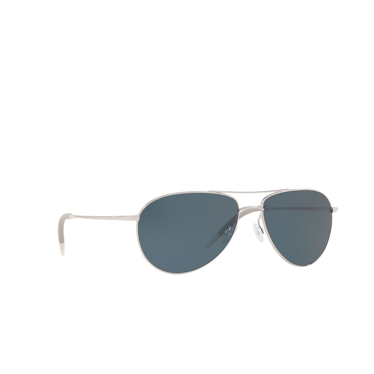Oliver Peoples® Aviator Sunglasses: Benedict OV1002S color Silver 50363R - three-quarters view.