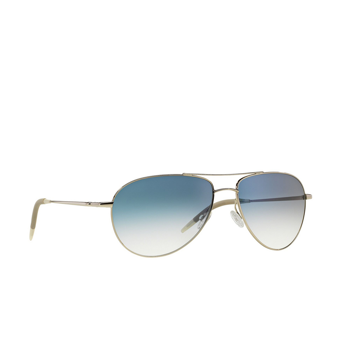 Oliver Peoples® Aviator Sunglasses: Benedict OV1002S color Silver 52413F - three-quarters view.