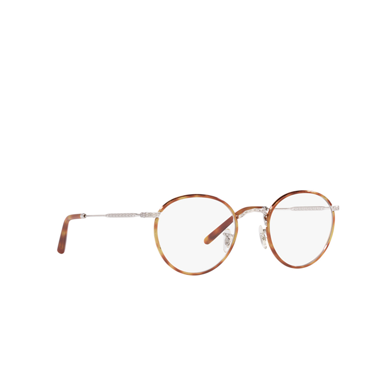 Oliver Peoples CARLING Eyeglasses 5063 Brushed Silver / Amber Tortoise - three-quarters view