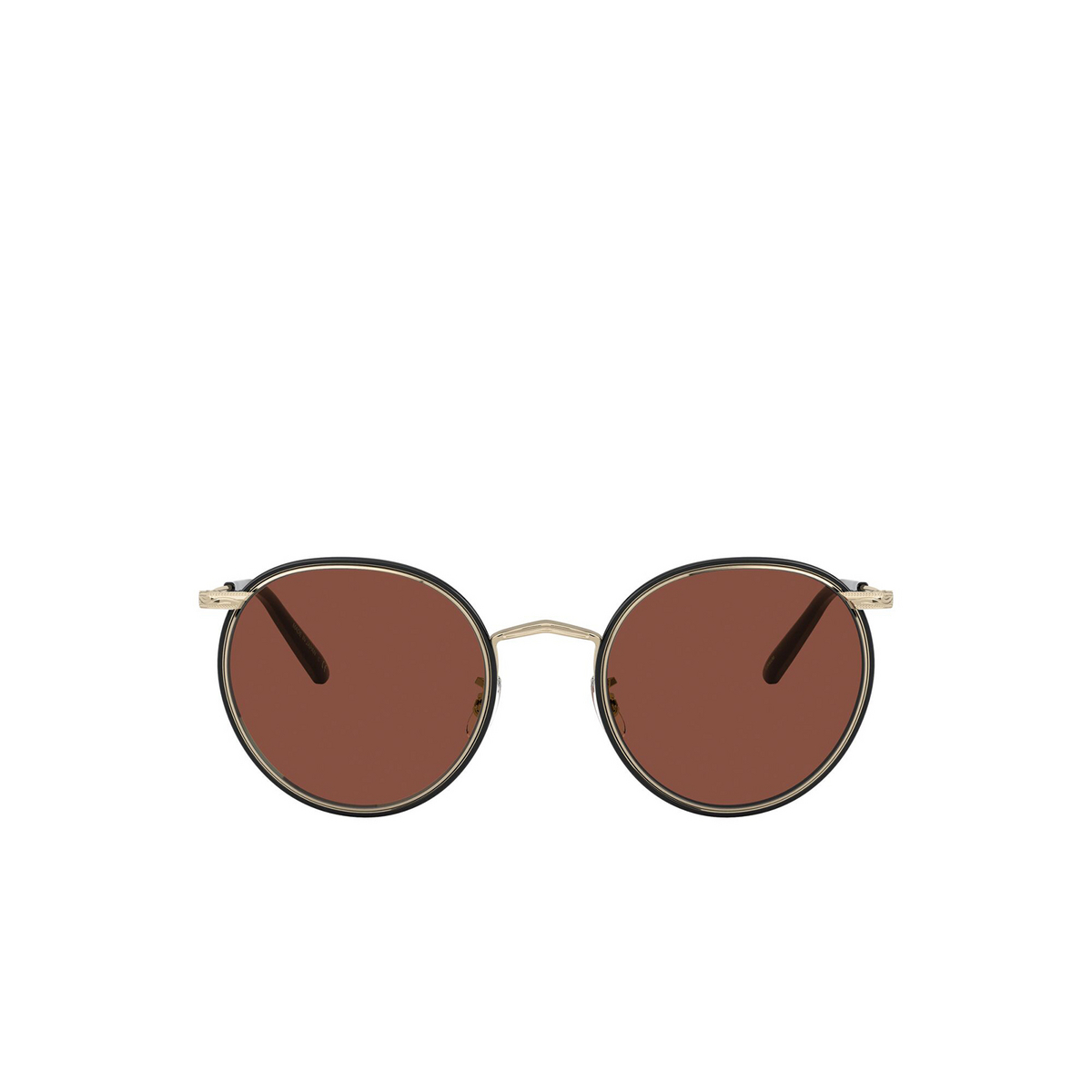 Oliver Peoples® Round Sunglasses: Casson OV1269ST color Soft Gold / Black 5035C5 - front view.