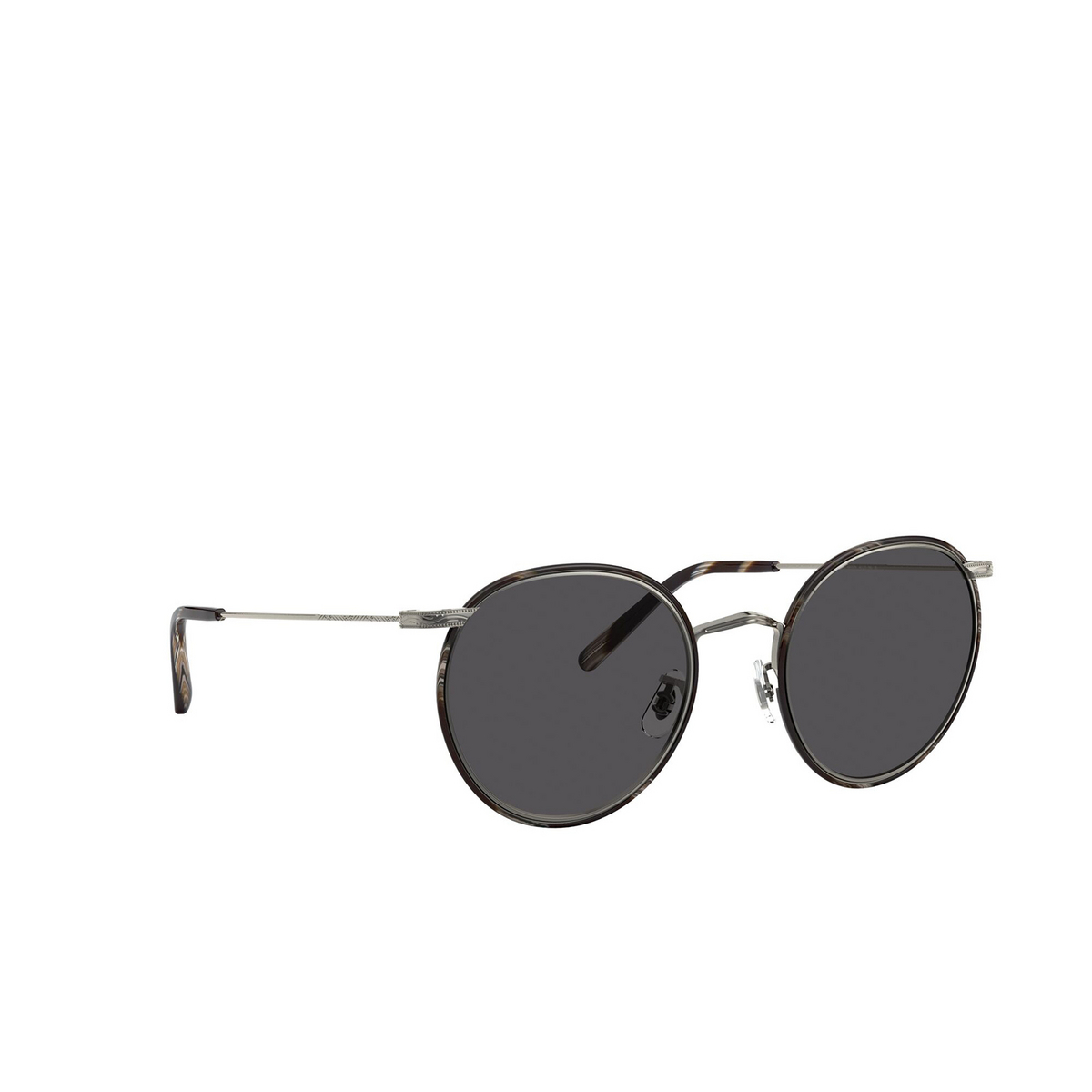 Oliver Peoples® Round Sunglasses: Casson OV1269ST color Pewter / Black Horn 5076R5 - three-quarters view.