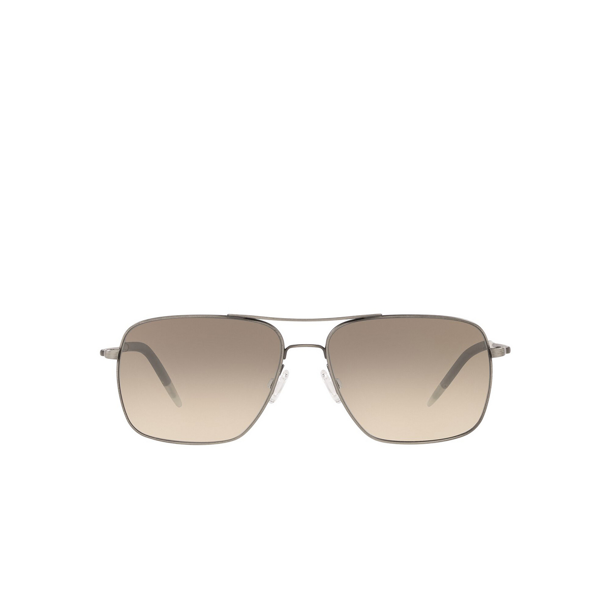 Oliver Peoples® Rectangle Sunglasses: Clifton OV1150S color Antique Pewter 528932 - front view.