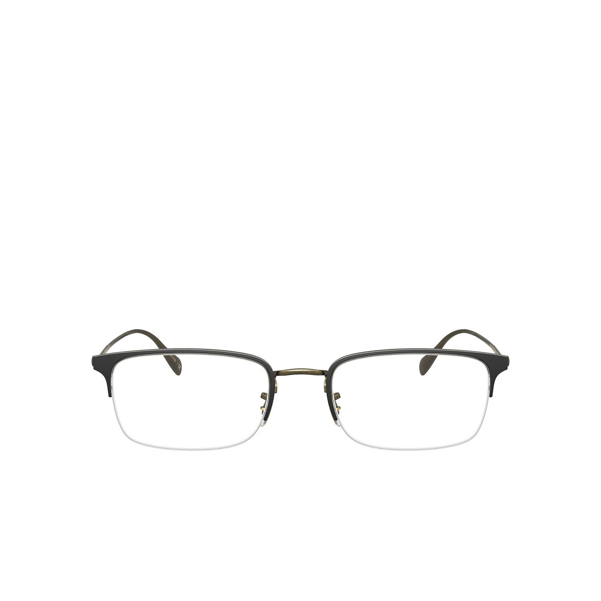 Oliver Peoples® Rectangle Eyeglasses: Codner OV1273 color Matte Black / Antique Gold 5302 - product thumbnail 1/3.