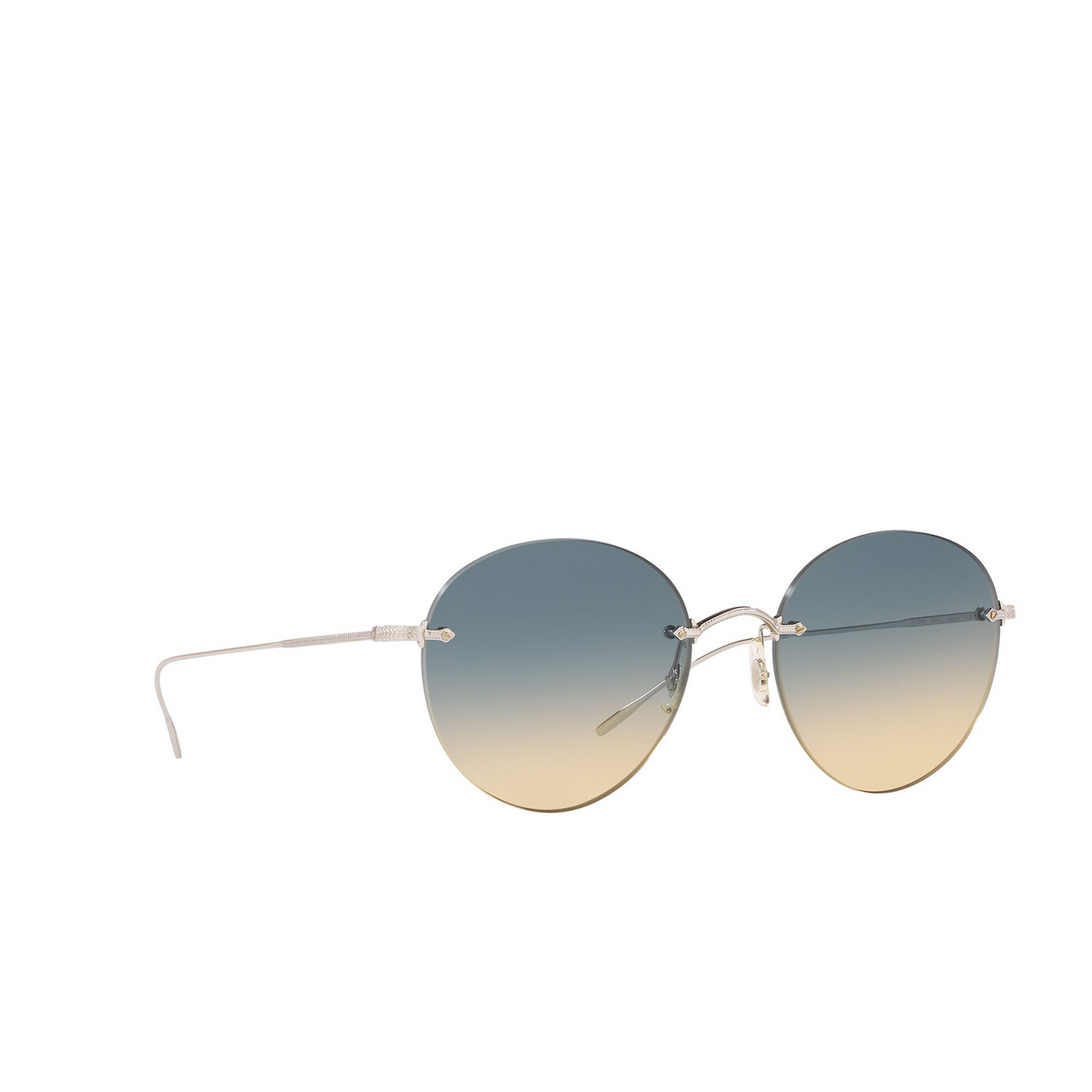 Oliver Peoples® Round Sunglasses: Coliena OV1264S color Silver 503679 - three-quarters view.