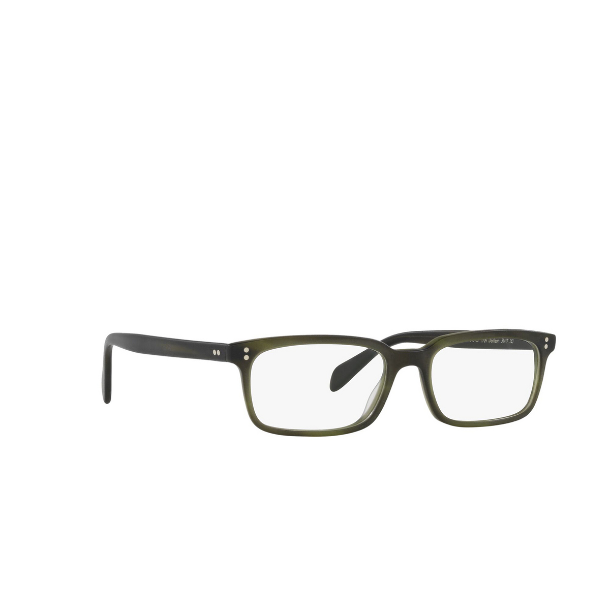 Oliver Peoples® Rectangle Eyeglasses: Denison OV5102 color Semi Matte Emerald Bark 1709 - three-quarters view.
