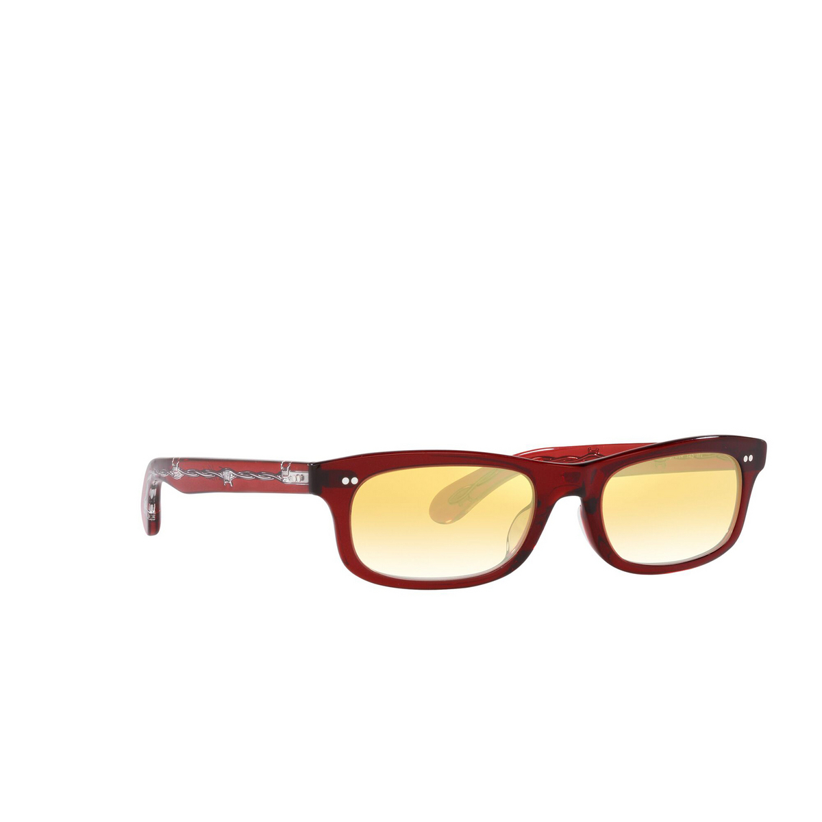 Oliver Peoples® Rectangle Sunglasses: OV5484SU Fai color 17363C Red Traslucent - product thumbnail 2/3